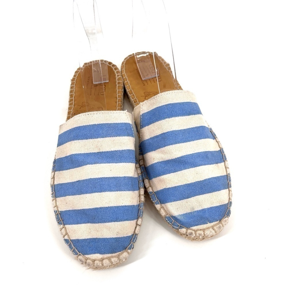 UBUNTU LIFE Blue Striped Canvas Espadrille Slip On Handmade Mule Size 8.5W - Picture 2 of 9